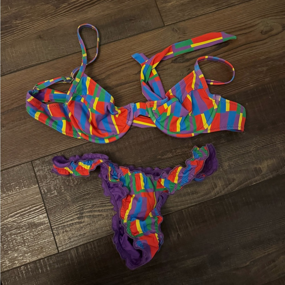 Goldie Purple and Multicolor Bikini Bottom